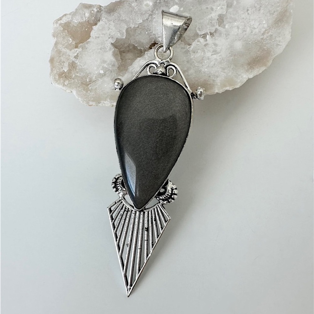 Sheer obsidian pendant